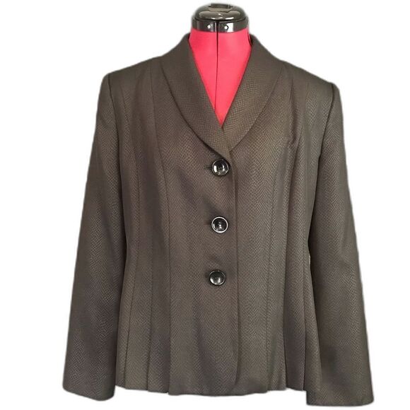Le Suit Blazer Women’s Size 12 Black Long Sleeve Button Front Classic - Picture 1 of 8